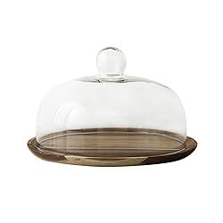 KVMORZE Cake Stand with Glass Dome, 2-in-1 Acacia