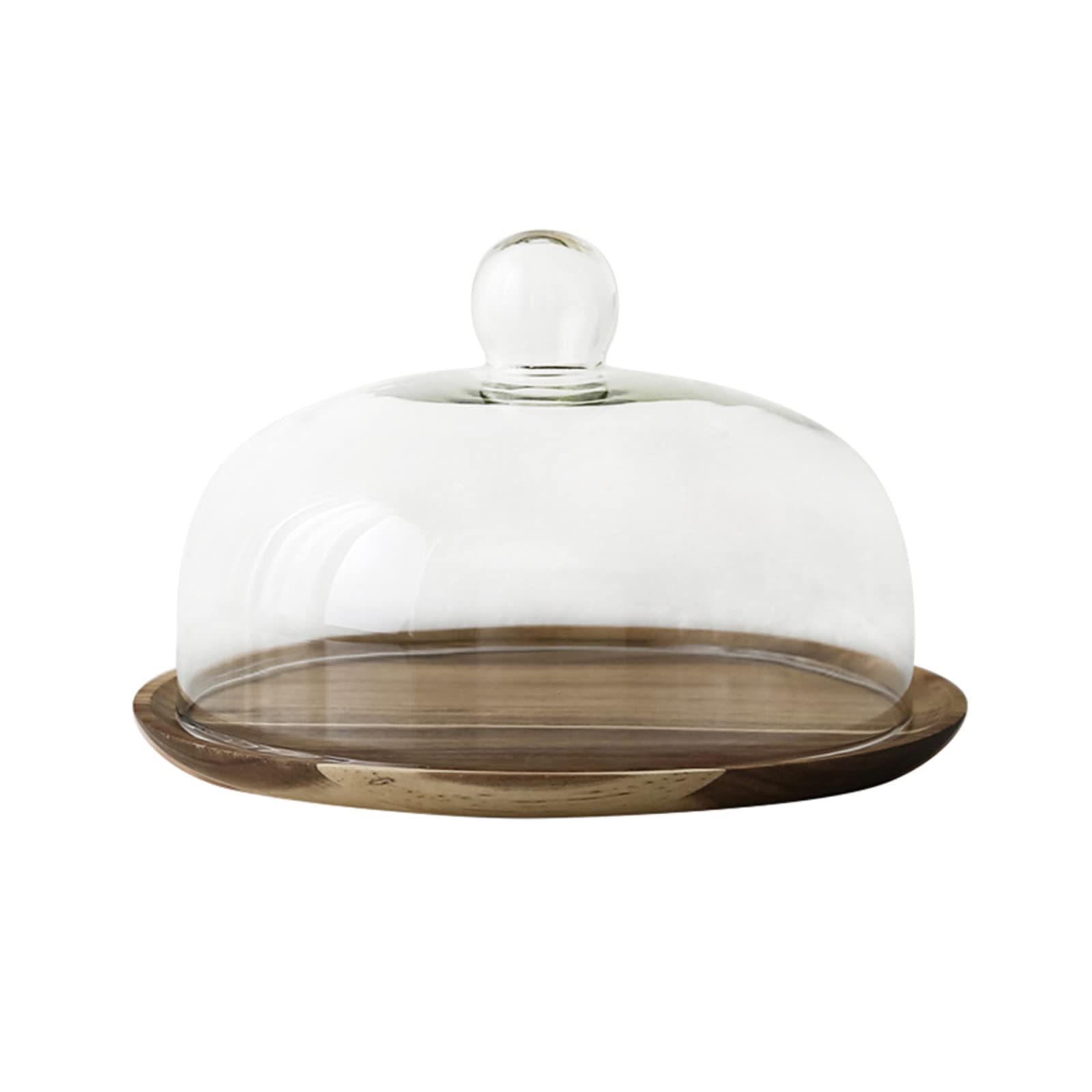 KVMORZE Cake Stand with Glass Dome, 2-in-1 Acacia