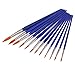 Ishua 12pcs Nylon Hair Watercolor Oil Painting Brush Set Artist Paintbrush with Blue Plastic Handle