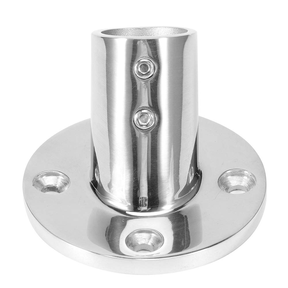 Qiilu Round Tube Base, 60 Degree Round Tube Base Hand Rail Railing Fitting 316 Stainless Steel Marine Boat Hardwares(25mm)
