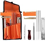 Arnolo 10 Piece Chainsaw Sharpener | Chainsaw Sharpening Kit Contains: 3Round Chain Saw Files 5/32, 3/16, 7/32 Inch-Handle- Depth Gauge- Filing Guide- Bar Groove Cleaner- Quick Check Gauge- Tool Pouch