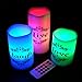 DRomance Color Changing Flameless Candles Battery Operated with 18-Key Remote Timer, 3 Pack Real Wax Live Love Laugh Decal Flickering LED Pillar Candles Wedding Holiday Decor(3