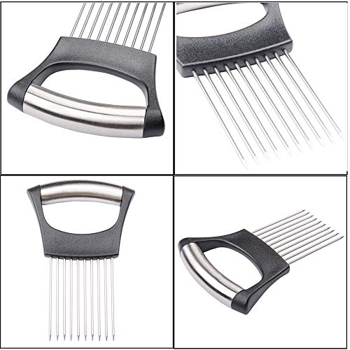 MUZOCT Onion Holder with Vegetable Crinkle Cutter Slicer Choppe Stainless Steel Cutting Kitchen Gadget