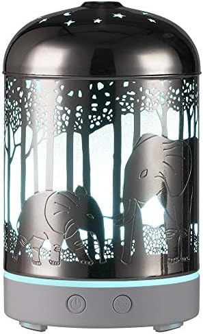 Essential Oil Diffuser -120ml Cool Mist Humidifier -14 Color LED Nihgt lamps -Crafts Ornaments All in One is The Round Rich Upgrade Whisper-Quiet Ultrasonic Metal Elephant Humidifiers US 120V