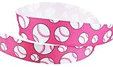 HipGirl Brand Printed Grosgrain Softball/Baseball Ribbon, 5 -Yard 7/8-Inch, Pink