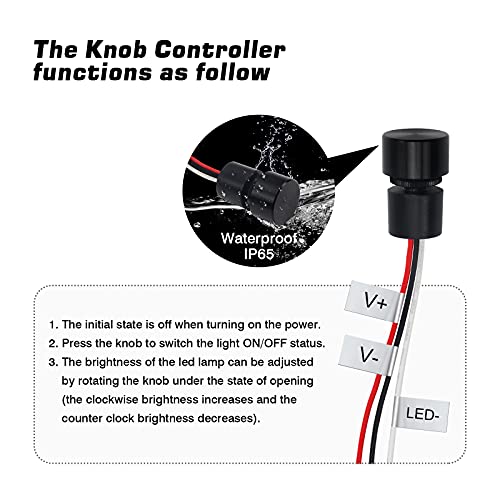 SURLED Dimmer Switch 12 Volt DC for LED RV Lights Interior, Dimmer Knob Waterproof IP65