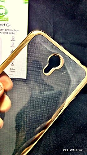 For Lenovo Zuk Z1 soft quality `electroplated golden edge case cover with curved cellwallPRO brand tempered/toughened glass [incudes swab,guide and cleaning cloth]