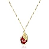 Me&Hz Initial Birthstone Necklaces for Women, Dainty Gold Necklace with Birthstone Initial 14K Gold Plated Necklace Crystal Pendant Necklace for Women Mothers Day Birthday Gift Jewelry