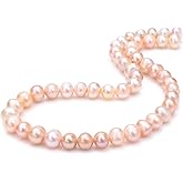 BEADIA Natural Pearl Beads Potato 8-9mm Pink Freshwater Cultured Loose Gemstone Beads for DIY Jewelry Making 13.8''/Strand
