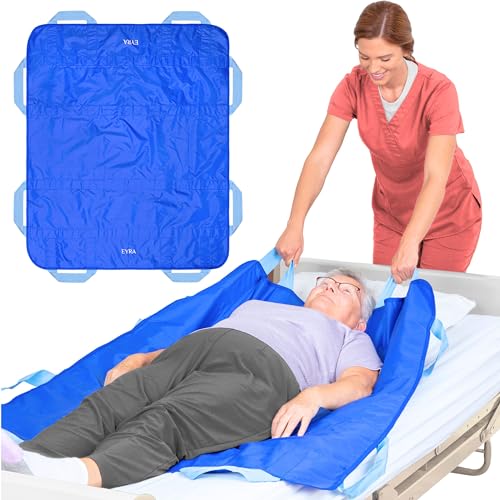 EYRA Slide Sheet 122 x 102 cm with 8 Handles – Reusable and Washable Transfer & Positioning Aid Sheet for the Elderly, Bedridden Patients and Disabled – Supports Up to 180 kg