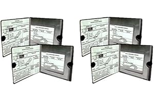 Sterling Car Auto Insurance Registration BLACK Document Wallet Holders - Automobile,Motorcycle,Truck,Vinyl ID Holder & Visor Storage-Strong Closure On Each-Necessary in Every Vehicle-4 Pack Set