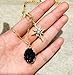ISAACSONG.DESIGN Vintage Bohemian Statement Long Necklace for Women Gold Plated Star Healing Stone Charms (Half Moon Rose Quartz)