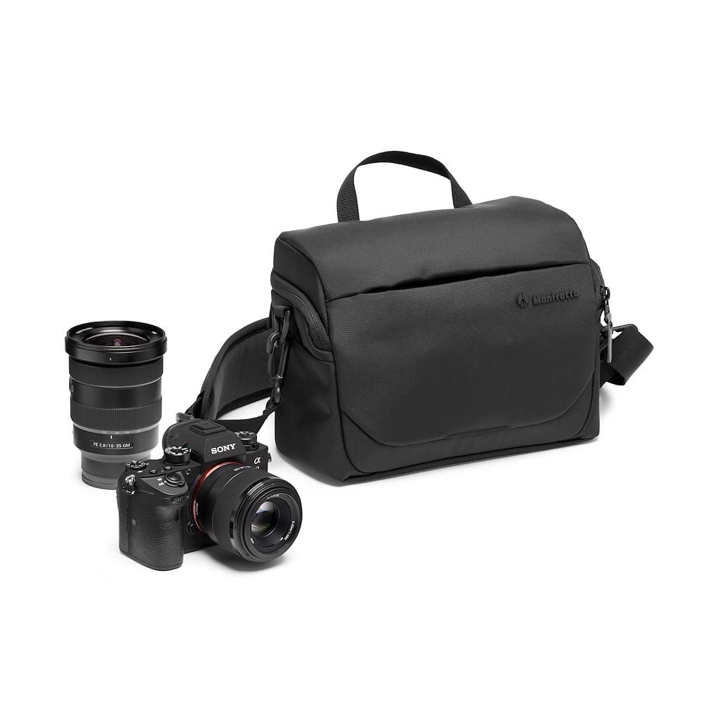Manfrotto Advanced Shoulder Bag M III, for Reflex and Mirrorless with Lens, Camera Bag, Camera Case with Tripod Mount and Rain Cover