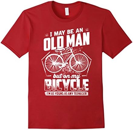 Men's Funny saying I may be an oldman T shirt/ Bicycle T shirt Medium Cranberry
