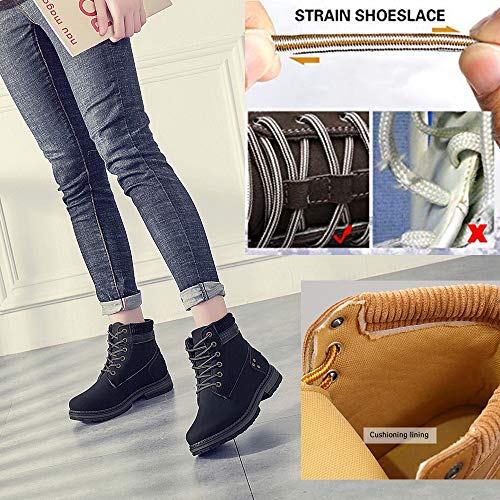 Athlefit-Womens-Lace-up-Ankle-Boots-Work-Waterproof-Low-Heel-Combat-Booties