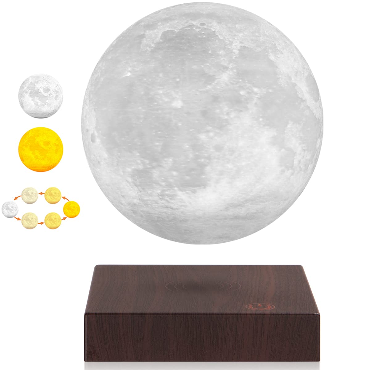 DIDWI Floating Moon Lamp, Spinning 3D Moon LED Light Magnetic Levitating Moon Lamps Globe with 3 Colors Modes Night Lights Unique Gifts for Thanksgiving Christmas, Room Office Decor