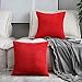 Home Brilliant Red Pillow Covers 18x18 Decorative Corduroy Plush Throw Pillows for Couch Holiday Wedding, Set of 2, Red