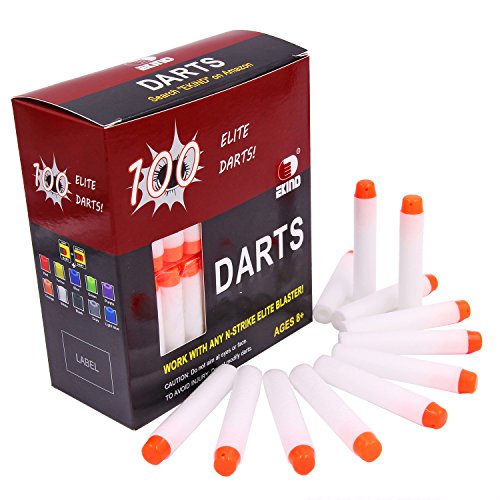 EKIND 100 Pcs 7.2cm Glow in the Dark Foam Darts for Nerf N-strike Elite Series Blasters Toy Gun(White)
