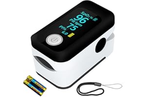 Finger-Clip Pulse oximeter with Medical-Grade Accuracy, Alarm, and SpO2 Readings | Includes 2 AAA Batteries, Lanyard, and Use
