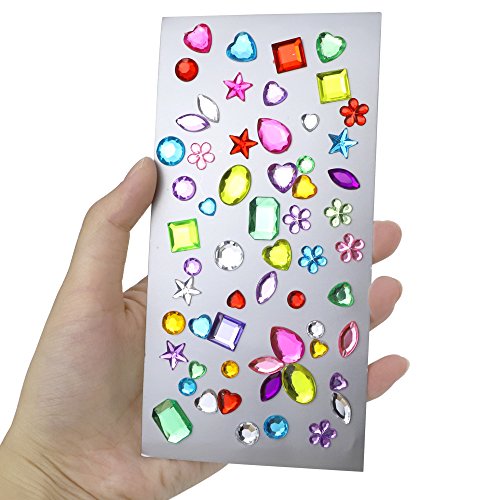 JPSOR 544pcs 8 Sheets Self-Adhesive Rhinestone Sticker Bling Craft Jewels Crystal Gem Stickers, Assorted Size