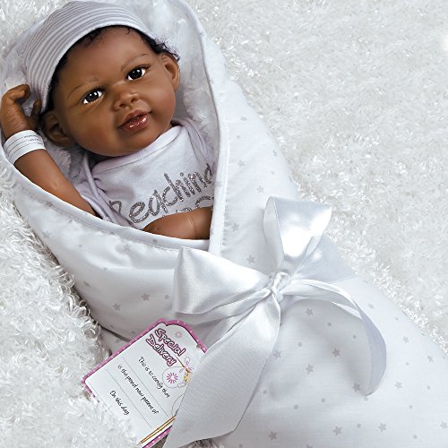 Paradise Galleries Reborn Baby Doll Like African American NewbornBaby Doll, Baby Bundles: Reaching For The Stars Girl Doll Crafted in Silicone-Like Vinyl and Weighted Body, 19 inch