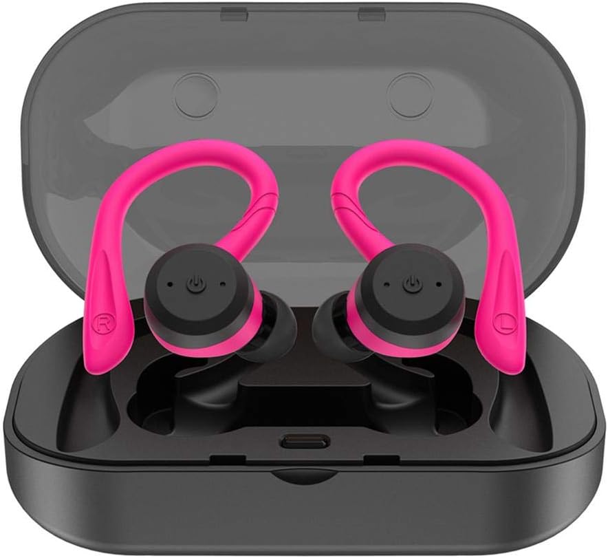 Wurink BE1018 Bluetooth 5.0 TWS Wireless Headphones Over The Ear Can Be Separated Bluetooth Earbuds IPX7 Waterproof (can Swim) Noise Reduction with Charging Box Microphone Headphones
