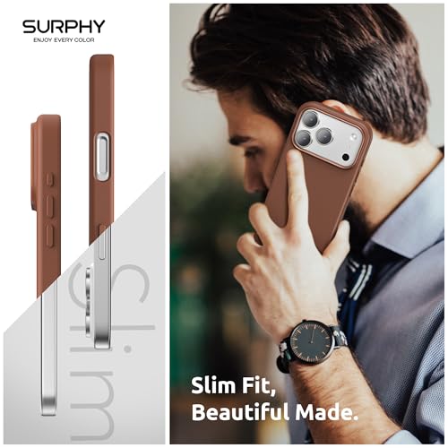 SURPHY PU Leather Case for iPhone 17 Pro MAX (6.9") Case Compatible with MagSafe, Leather Case with Precise Cutouts, Brown