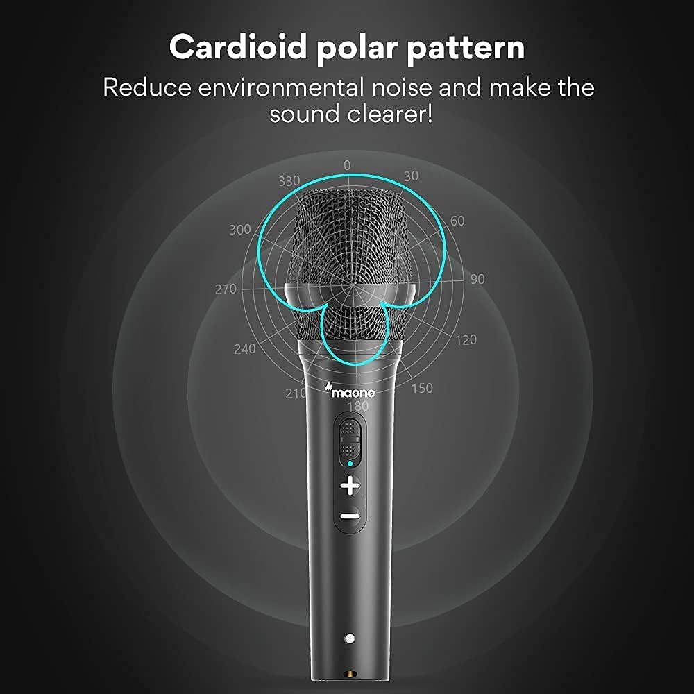 USB/XLR Cardioid Dynamic Microphone, MAONO Metal Professional Zero-latency Monitoring Mic with Volume Control for PC, Audio interface, Idea for Home Studio, Vocal, Podcast, Singing, Streaming (HD300T): Musical Instruments