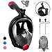 SLB Snorkel Mask, 2.0 Foldable Anti-Fog Snorkeling Mask Full Face with Free Breathing Design, 180°Panoramic View Scuba Diving Mask with Detachable Camera Mount for Adults & Kids - 2018 Newest Version