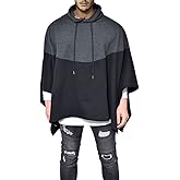 Demetory Men's Oversized Batwing Sleeves Hooded Poncho Cape