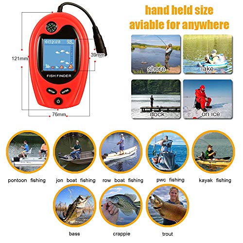 LUCKY Portable Fish Finder Fish Detector Device Handheld Depth Finder for Boat Kayak Canoe