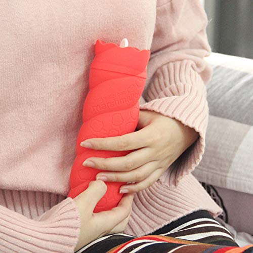 2 in1 Microwave Heating Bottle Silicone Hot Water Bag/Environmental Refrigerator Cold Ice Bag for Pain Relief, Hot & Cold Therapies - Gift for Birthday, Christmas, Valentine's Day, Gift (Red)