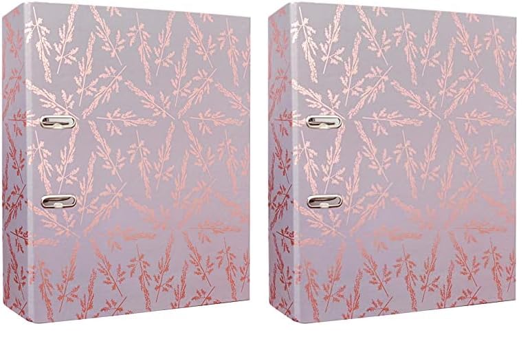Interdruk Lever Arch File A4 75 mm - Metallic Design - Rose Gold Flowers (Pack of 2)
