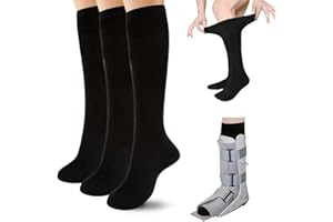 NCHEMDL Walking Boot Sock Seamless AFO Socks Replacement Sock Liner for Cam Walker Fracture Orthopedic Boot Cast Women and Men,3 Pairs 5-9 (M/Black)