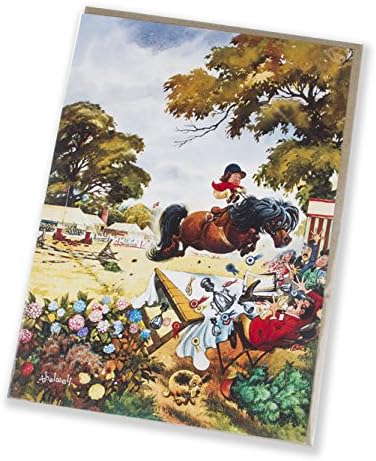 "Up for the Cup" Horse riding and pony greeting card with envelope by Norman Thelwell. Blank on the inside for any message