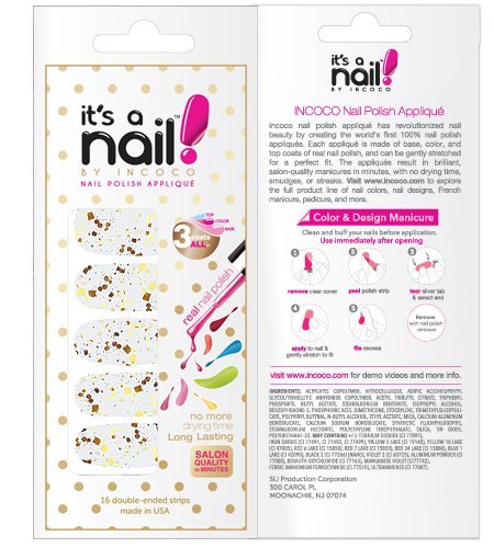 Authentic Incoco Nail Polish 16double-ended Strips By It's a Nail - Strike Gold TOP Coat