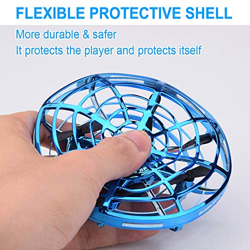 UFO Flying Ball Toys, Hand-Controlled Mini Drone, Infrared Sensing Aircraft,Anti-Injury Protective Shell,2 Speeds with LED Lights,360 Degree Rotating,Interactive Toys for Boys and Girls,Blue