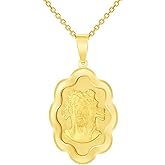 Jewelry America 14k Yellow Gold Holy Face of Jesus Christ On Elegant Miraculous Medal Pendant Necklace