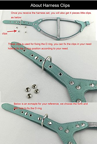 Newtensina Dog Collar & Harness & Lead Sets Fashion Dog Collar Diamante with Harness & Leashes Comfortable Soft Suede Collar Harness and Leashes Set for Dog - Pink - M - Thumbnail 6