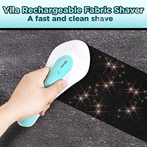 Vila Fabric Shaver, Portable and Battery Operated Hairball Remover, Quickly and Safely Eliminates Lint, Fuzz and Pilling, Easy to Use Sweater Defuzzer