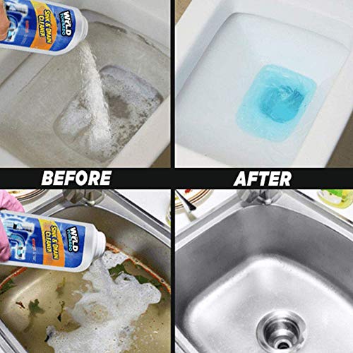 Powerful Sink and Drain Cleaner Chemical Powder Agent for Kitchen Toilet Pipe Dredging, Quick Foaming Toilet Cleaner, Hair Grease Clog Remover, Drain Opener (White, 110G)
