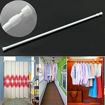 Generic Metal and Plastic Retractable Curtain Hanging Rod (60-110cm, Multicolour)