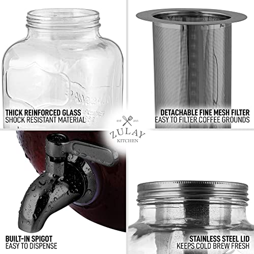 Zulay Kitchen 1 Gallon Cold Brew Coffee Maker with EXTRATHICK Glass