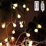 AMARS 16.4 Feet Globe String Lights, USB Powered, Room Hanging 50leds Ball Fairy Lights with Remote Timer Decor Strings for Bedroom, Camping, Tapestry, Indoor, Wedding, Party, Outdoor (Warm White)