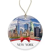 TunlaStore New York Christmas Ornament - Travel Souvenir Collection Gift for Family, City Xmas Holiday Tree Decoration - Printed on Both Sides