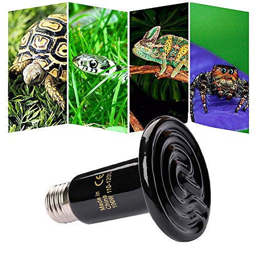 HONG111 100W Ceramic Heat Lamp with 2-pcs Digital Aquarium Thermometer, Infrared Reptile Heat Emitter Heater Bulb for Pet Brooder Coop Chicken Lizard Turtle Snake Aquarium