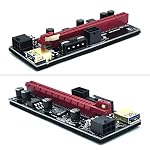 VER-009S-6-Pack-PCIE-Riser-1X-to-16X-Graphics-Extension-for-GPU-Mining-Powered-Riser-Adapter-Card-by-BAY-Direct-60cm-USB-30-Cable-4-Solid-Capacitors-Two-6PIN-and-Molex-3-Power-Options
