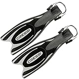 Cressi Frog Plus Open Heel Scuba Diving Fins, (Powerfull Comfortable Flippers Scuba Dive Gear), Black, L-XL | Mens 10-13 | Womens 12-13