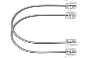 NECABLES 2Pack 6 Inch Short Telephone Cord Phone Cable Wall Phone Cord for Landline RJ11 6P4C Male to Male
