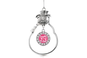 Inspired Silver - I Love My Daughter in Law Charm Ornament - Silver Circle Charm Snowman Ornament with Cubic Zirconia Jewelry
